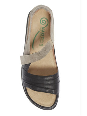Naot Papaki Women's Speckled Beige/Soft Black Leather Comfort Sandals 40 9 / 9.5